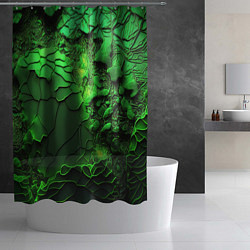 Шторка для душа Объемная зеленая текстура, цвет: 3D-принт — фото 2