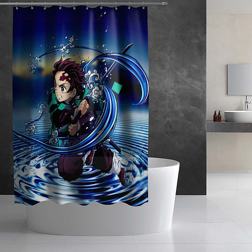 Шторка для ванной Танджиро Камадо Клинок, рассекающий демонов / 3D-принт – фото 2