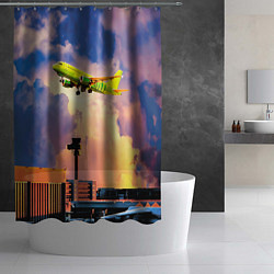 Шторка для душа S7 Боинг 737 в облаках, цвет: 3D-принт — фото 2