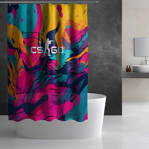 Шторка для ванной Counter Strike Go Logo Color / 3D-принт – фото 2