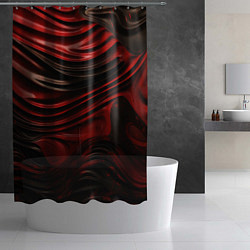 Шторка для душа Кожаная красная и черная текстура, цвет: 3D-принт — фото 2