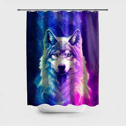 Шторка для душа Волк космический, цвет: 3D-принт