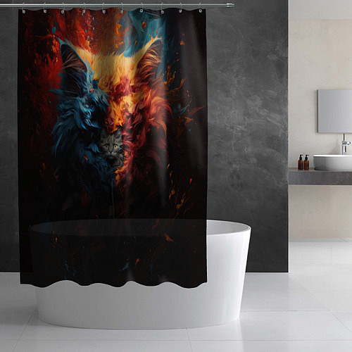 Шторка для ванной Котик выглядывает из шерсти / 3D-принт – фото 2