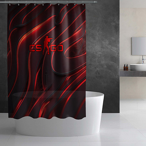 Шторка для ванной CSGO red abstract / 3D-принт – фото 2