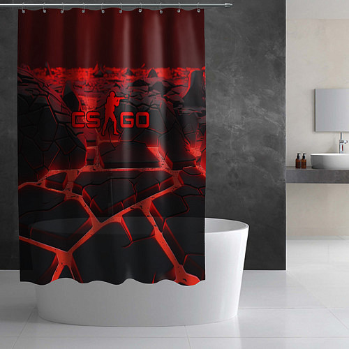 Шторка для ванной CS GO red neon texture / 3D-принт – фото 2