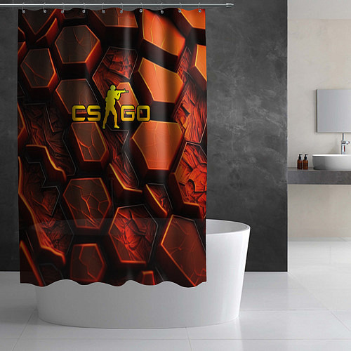 Шторка для ванной CS GO orange logo / 3D-принт – фото 2