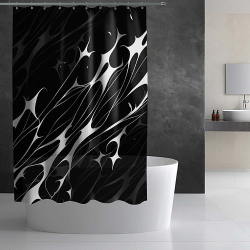 Шторка для ванной Белые абстрактные полосы / 3D-принт – фото 2