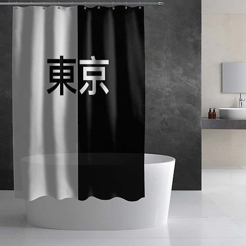 Шторка для ванной Tokyo - Иероглифы / 3D-принт – фото 2