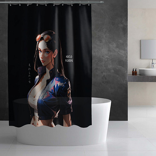 Шторка для ванной Нико Робин с очками - One Piece / 3D-принт – фото 2