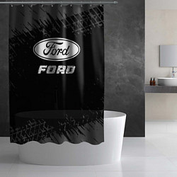 Шторка для душа Ford speed на темном фоне со следами шин, цвет: 3D-принт — фото 2