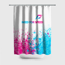Шторка для ванной Need for Speed neon gradient style: символ сверху