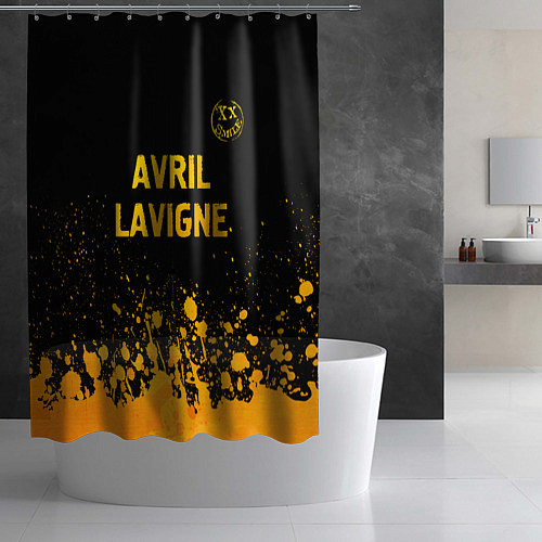 Шторка для ванной Avril Lavigne - gold gradient: символ сверху / 3D-принт – фото 2