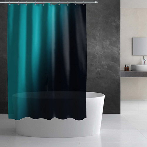 Шторка для ванной Градиент бирюзовый диагональ / 3D-принт – фото 2
