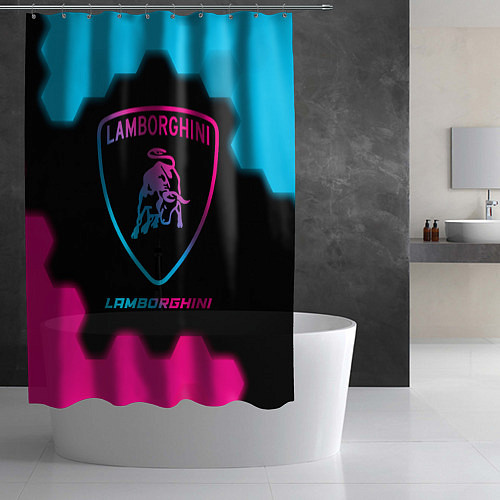 Шторка для ванной Lamborghini - neon gradient / 3D-принт – фото 2