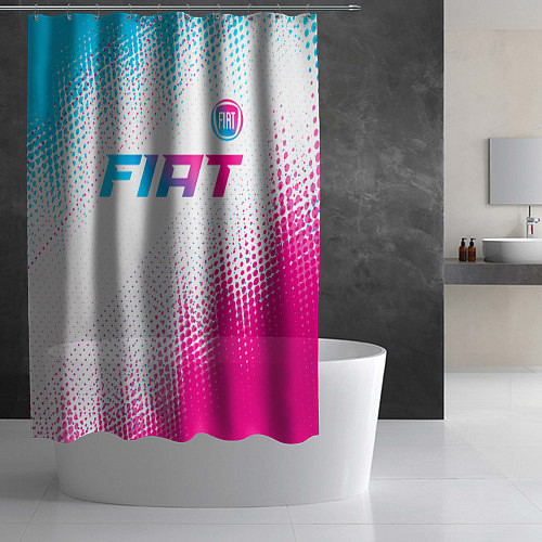 Шторка для ванной Fiat neon gradient style: символ сверху / 3D-принт – фото 2