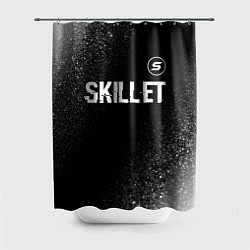 Шторка для душа Skillet glitch на темном фоне: символ сверху, цвет: 3D-принт