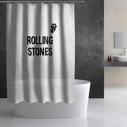 Шторка для ванной Rolling Stones glitch на светлом фоне: символ свер / 3D-принт – фото 2