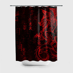 Шторка для душа Красный дракон - иероглифы, цвет: 3D-принт
