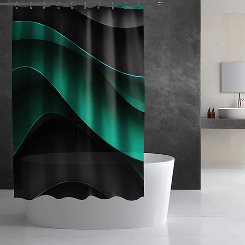 Шторка для ванной Абстрактная зеленая текстура / 3D-принт – фото 2