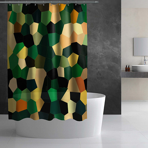Шторка для ванной Мозаика зелёный / 3D-принт – фото 2