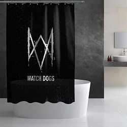Шторка для душа Watch Dogs glitch на темном фоне, цвет: 3D-принт — фото 2