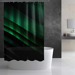 Шторка для душа Черно зеленые полосы, цвет: 3D-принт — фото 2