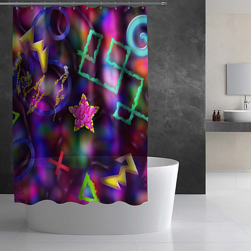 Шторка для ванной Праздничный street-art со звёздочкой / 3D-принт – фото 2