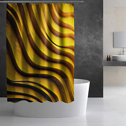 Шторка для душа Желтые абстрактные полосы, цвет: 3D-принт — фото 2