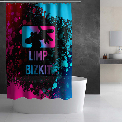 Шторка для ванной Limp Bizkit - neon gradient / 3D-принт – фото 2