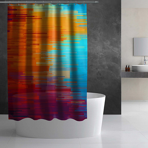 Шторка для ванной Цветной глитч / 3D-принт – фото 2