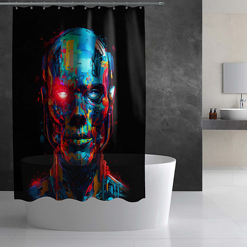 Шторка для ванной AI Робот digital pop-art / 3D-принт – фото 2