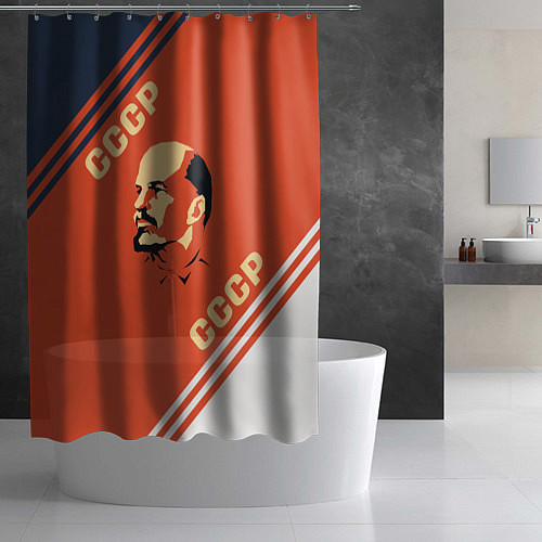 Шторка для ванной Ленин на красном фоне / 3D-принт – фото 2
