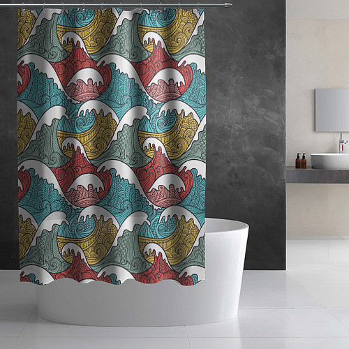 Шторка для ванной Декоративные волны / 3D-принт – фото 2