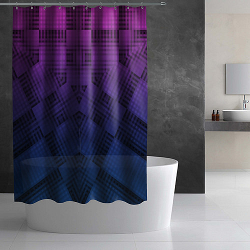Шторка для ванной Пурпурно-синий геометрический узор / 3D-принт – фото 2