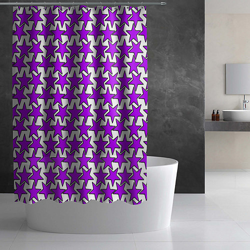 Шторка для ванной Ретро звёзды фиолетовые / 3D-принт – фото 2