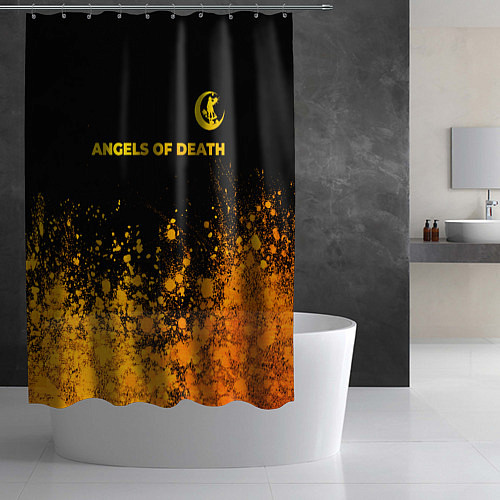 Шторка для ванной Angels of Death - gold gradient: символ сверху / 3D-принт – фото 2