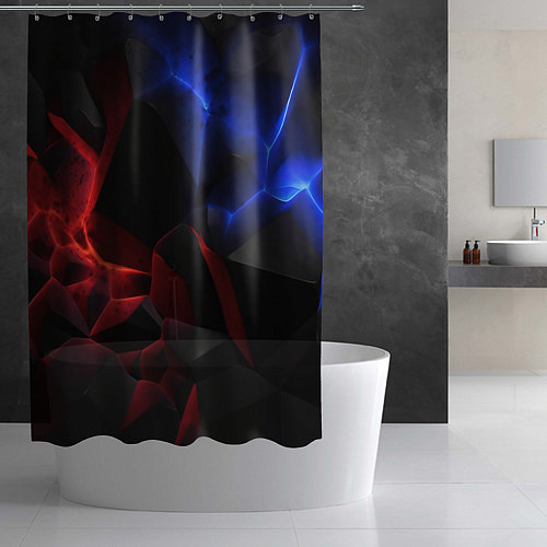 Шторка для ванной Синие и красные плиты / 3D-принт – фото 2