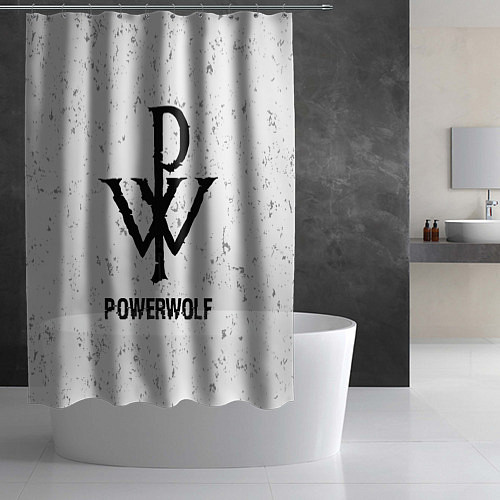 Шторка для ванной Powerwolf glitch на светлом фоне / 3D-принт – фото 2