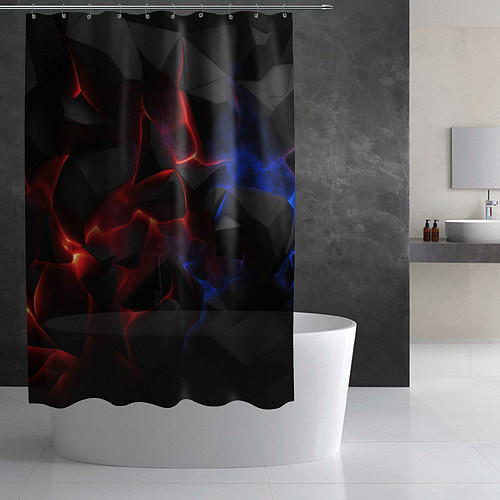 Шторка для ванной Плиты черные красные синие / 3D-принт – фото 2