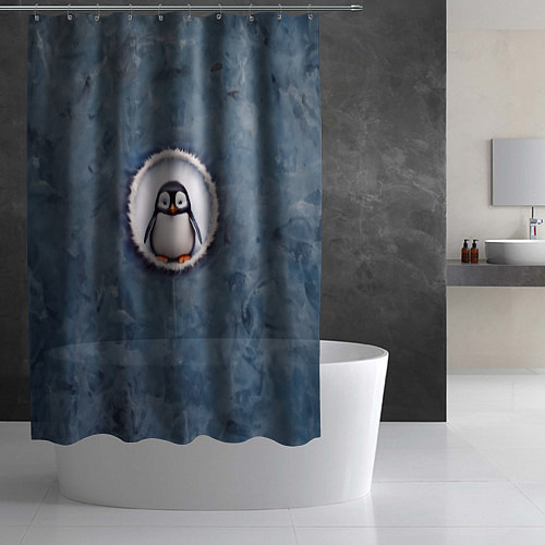 Шторка для ванной Маленький забавный пингвинчик / 3D-принт – фото 2