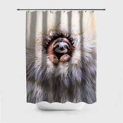 Шторка для душа Ленивец в меху, цвет: 3D-принт