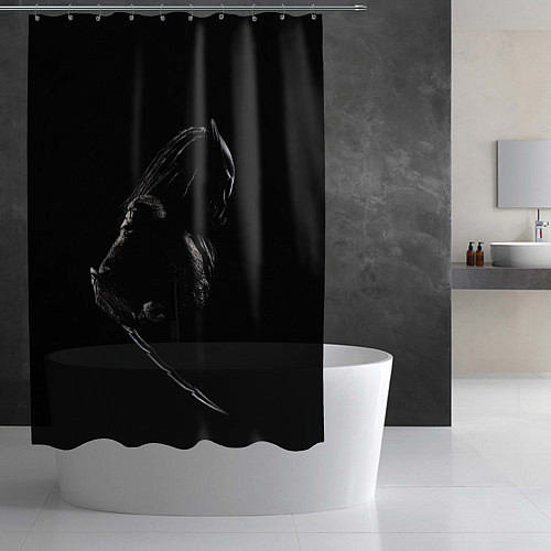 Шторка для ванной Хищник на черном фоне / 3D-принт – фото 2