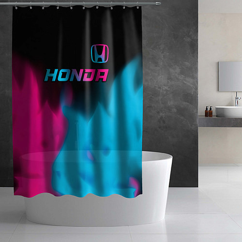 Шторка для ванной Honda - neon gradient: символ сверху / 3D-принт – фото 2