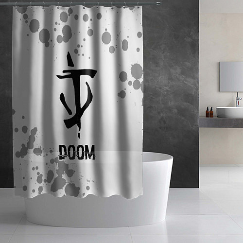 Шторка для ванной Doom glitch на светлом фоне / 3D-принт – фото 2