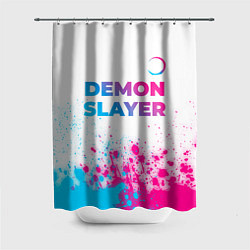 Шторка для душа Demon Slayer neon gradient style: символ сверху, цвет: 3D-принт