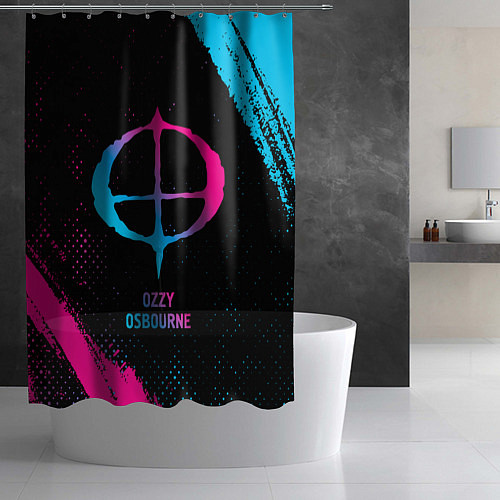 Шторка для ванной Ozzy Osbourne - neon gradient / 3D-принт – фото 2