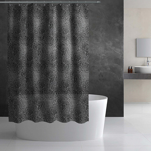 Шторка для ванной Узор Черно-белый / 3D-принт – фото 2