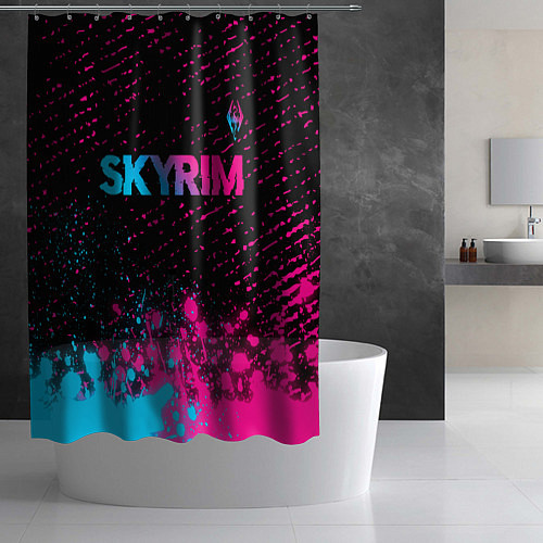 Шторка для ванной Skyrim - neon gradient: символ сверху / 3D-принт – фото 2