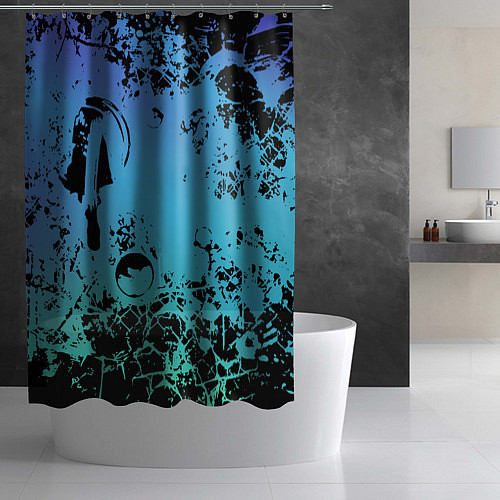 Шторка для ванной Неоновый абстрактный фон в граффити стиле / 3D-принт – фото 2