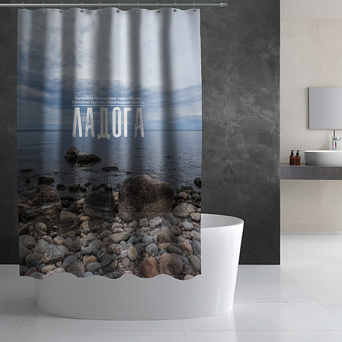 Шторка для ванной Ладожское озеро / 3D-принт – фото 2